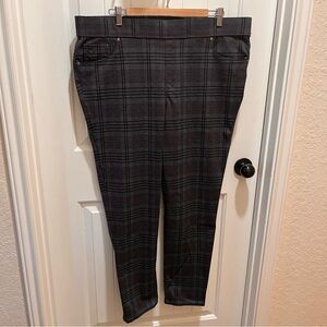 Gloria Vanderbilt Plus Size Gray Plaid Avery Ponte Pants - 20W